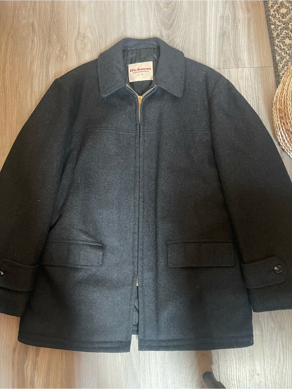 Vintage Men’s Wool zip front Car Coat . Size 40